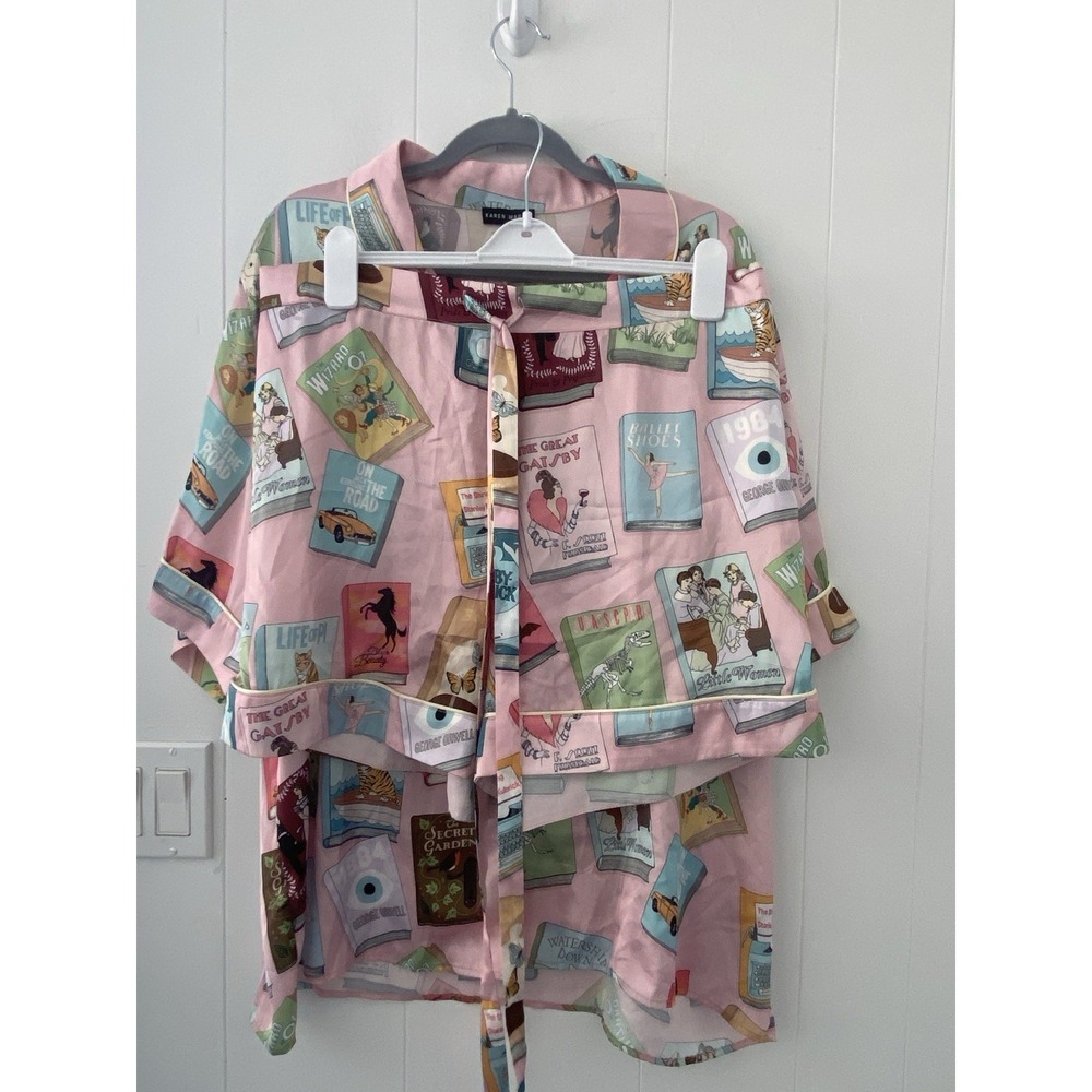 Karen Mabon Bookworm Satin Pajama Set Top & Shorts Size 5XL (2XL) NWT